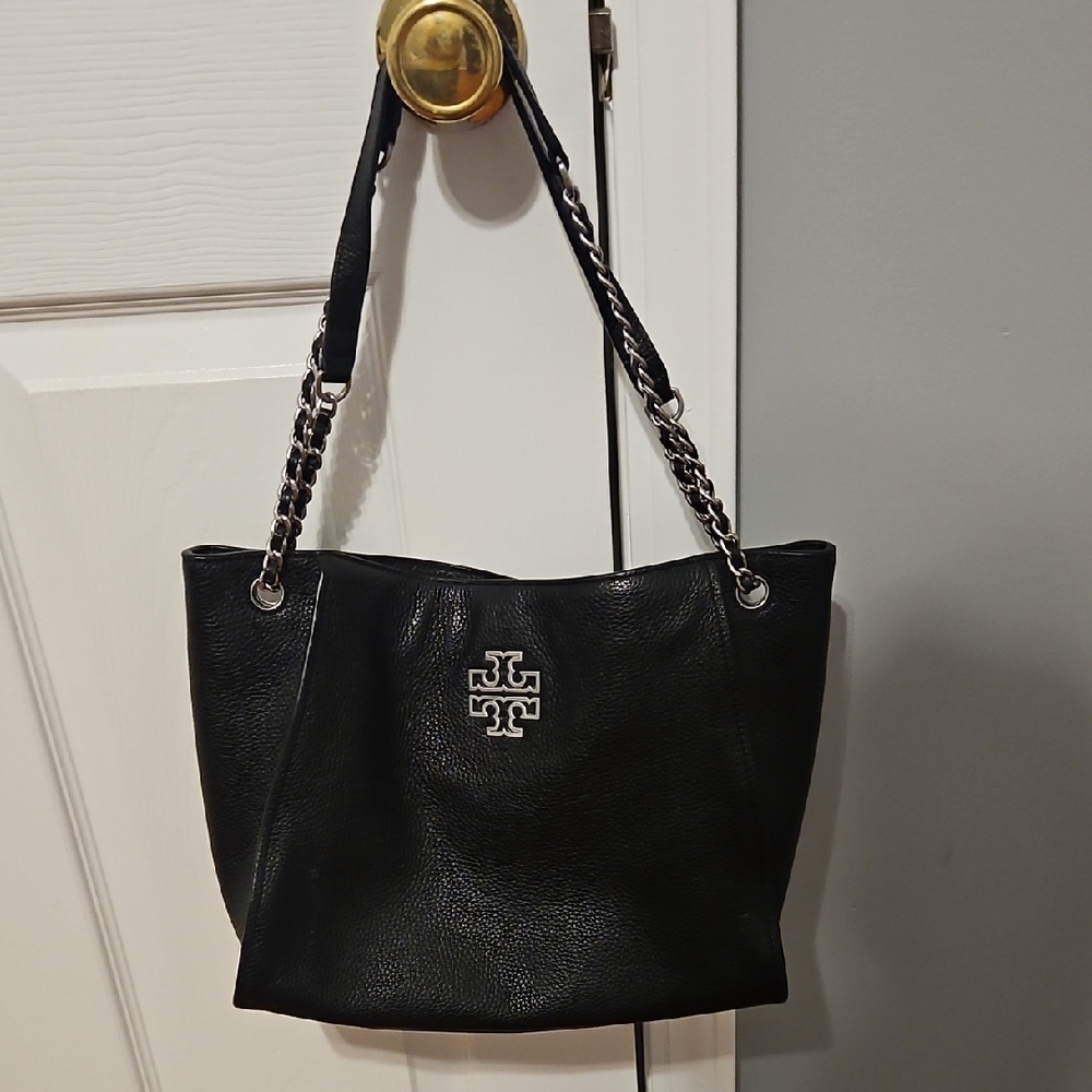 Tory Burch Black Shoulder Bag with Textured Fabric
